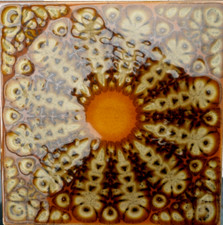 1 FLIESE - TRUE RETRO - 1972 - BRAUN- ORANGE - 15/15 CM  - SAICIS ITALY  - DEKO 