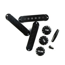 SSS ST Guitar Pickup Covers 2T1V Knobs Tremolo Bar Tip 5-Way Switch Tip Black