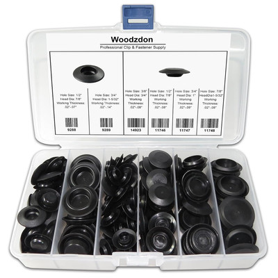 141 Pcs Plugs in Box Auto Body Black Plastic Hole Plug Button and Flush Mount