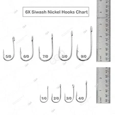 50pcs Fishing 6x Siwash Hook Open Eye 1/0 2/0 3/0 4/0 5/0 6/0 7/0 8/0 9/0 lot