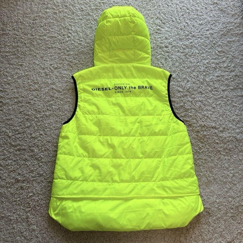 Diesel Men M Down Vest Yellow Fluorescent Polyester Luxury Stylish Casual Used - Picture 3 of 20