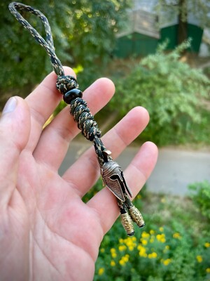 550 Paracord Knife Lanyard with bead spartan helmet TM