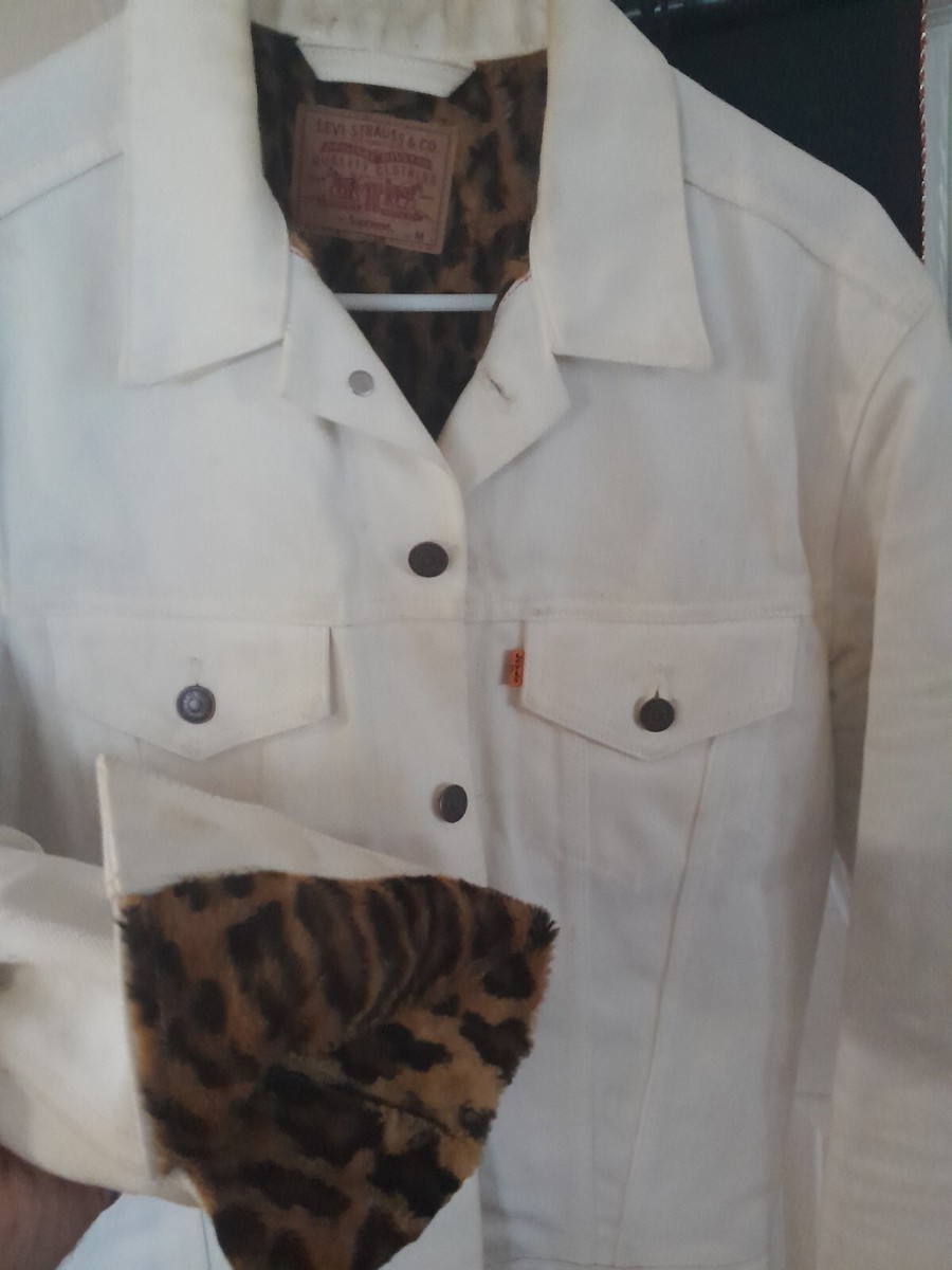 Levi's X Supreme Denim Jean Jacket White Leopard Print M LEVIS