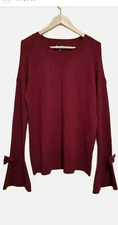 Karl Lagerfeld Cold Shoulder Sweater Merlot Sz M Bell Sleeves NWOT 