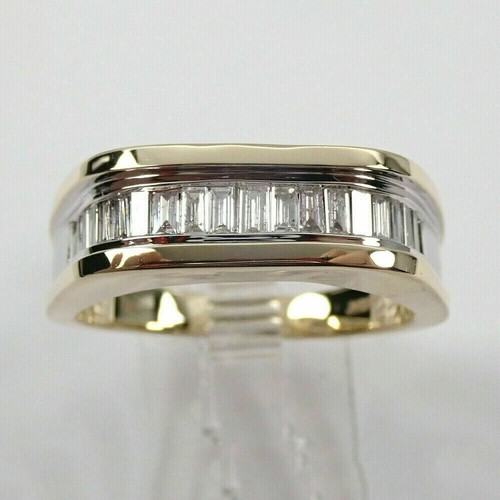1/2Ct Baguette I2 Diamond Men's Wedding Band Ring 14K Yellow Gold Size 7.5 - Picture 4 of 10