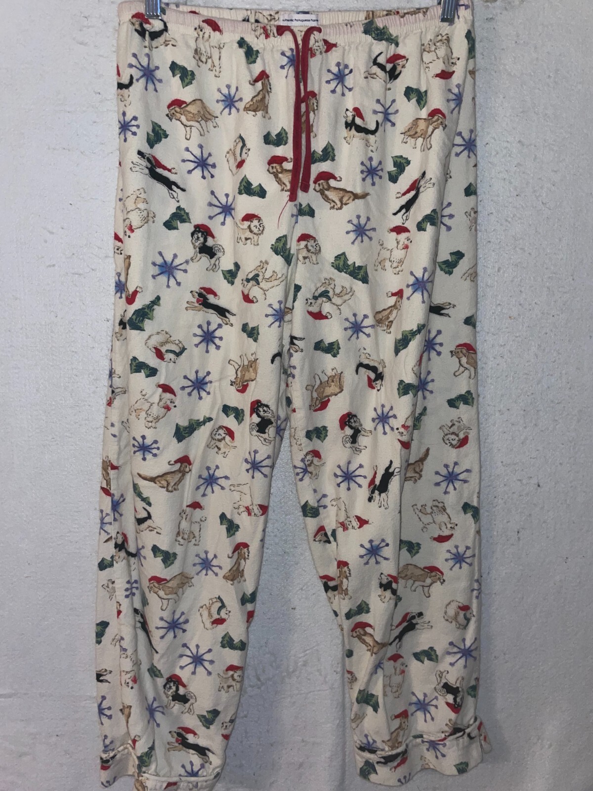 Sleep Sense Pajama Pant 100 Cotton Portuguese Flannel L Womens White