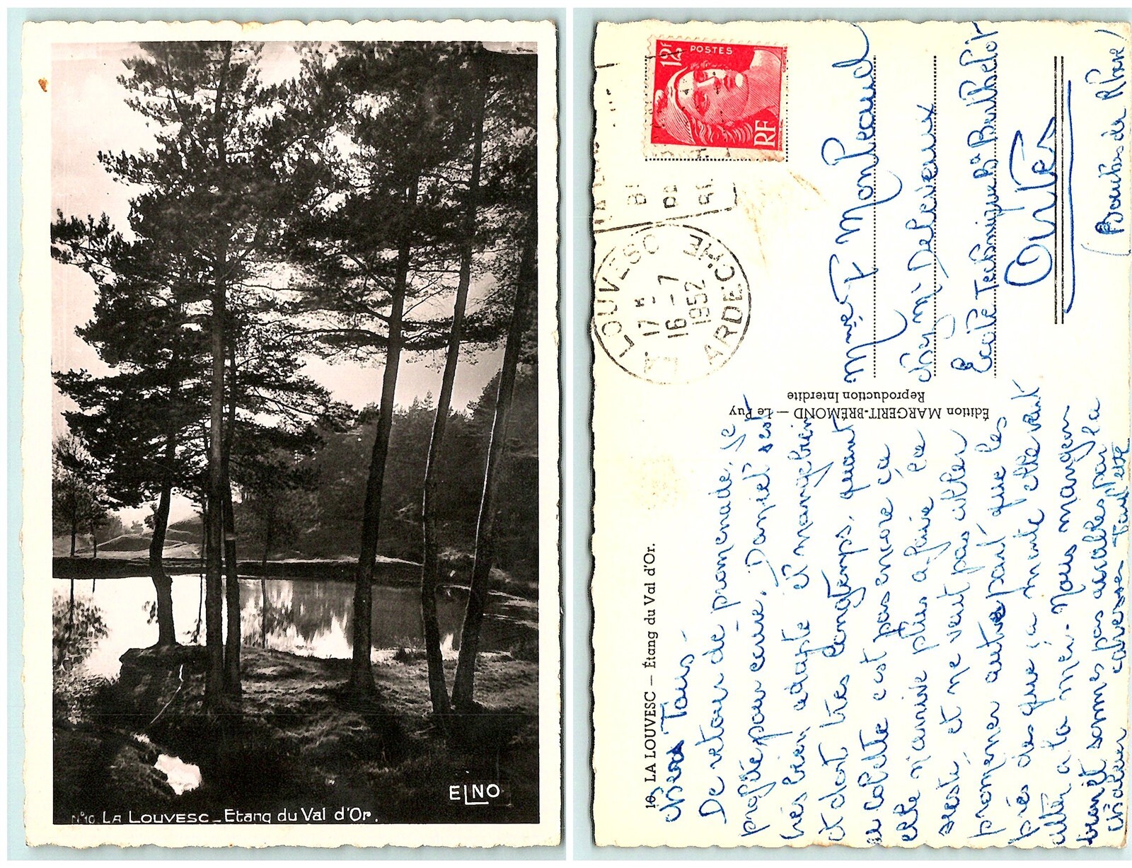 Vintage S02-0050 La Louvesc Etang du Val d'Or Real Photo Postcard