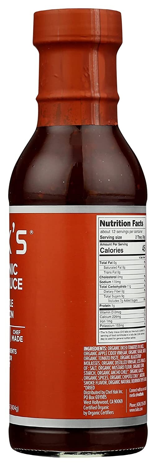 HAKS Organic Chipotle Bourbon Bbq Sauce, 14.25 OZ Pack of 6