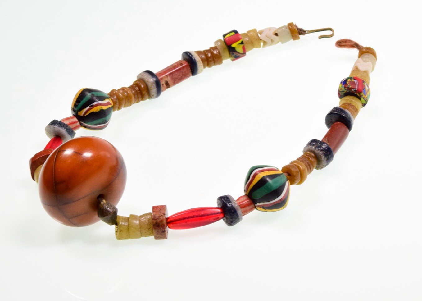 Collier Vintage Perles De Verre Style African Trade - Occasion, Bon état, Bijou Ethnique