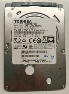 Toshiba 500gb MQ01ABF050 G003235C 2.5'' SATA HDD Hard Drive