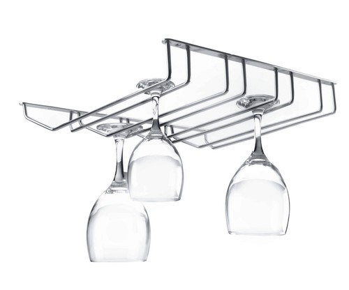 Relaxdays Weinglashalter Für 4 Gläser - Edelstahl Schiene 33,5cm