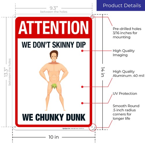 Letrero Attention We Don?T Skinny Dip We Chunky Dunk, letrero de piscina, - Imagen 4 de 71