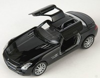 Blitz Versand Mercedes Sls Amg Schwarz / Black Welly Modell Auto 1:34 Neu & Ovp