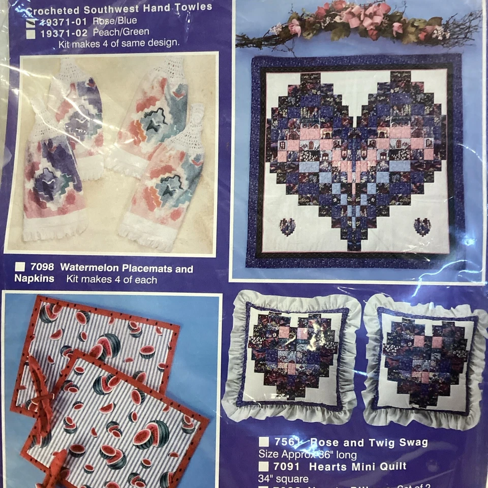 Toallas de mano Mary Maxim exclusivas de ganchillo Southwest rosa y azul nuevas Foto 2 de 4