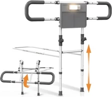 Agrish Bed Rail for Elderly Motion Light Pocket Adjustable Assist Handle Senior