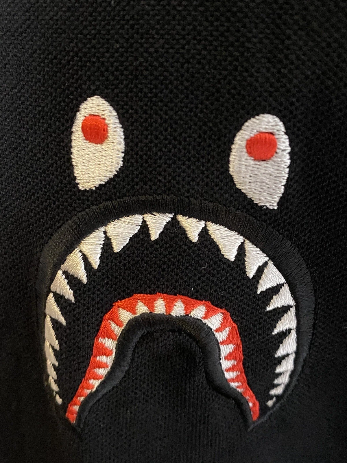 A BATHING APE (BAPE) Camicia abito da bagno scimmia Bape squalo cucito colletto nero XXL esclusiva Giappone