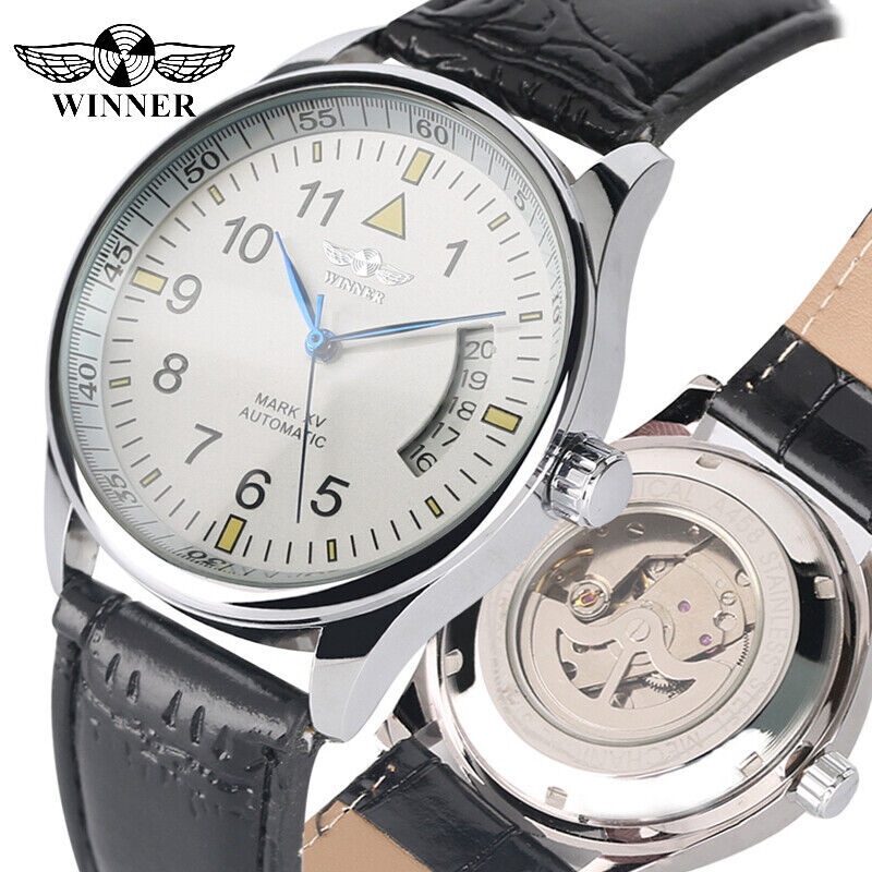 WINNER Watch Date Man Automatic Mechanical Wrist Watch Steel Case
