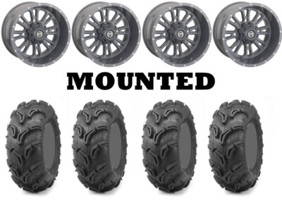 Kit 4 Maxxis Zilla Tires 28x9-14/28x11-14 on Moose 399X Gray Wheels TER