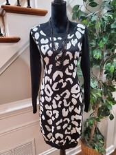 Say What? Women Black Acrylic Round Neck Long Sleeves Knee Length Dress Size 2X