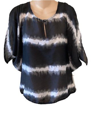 Converse One Star Black Gray White Stripe Cold Shoulder Top Womens Size Small