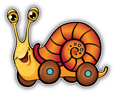 Cartoon Snail On Wheels Animal Car Bumper Sticker Decal