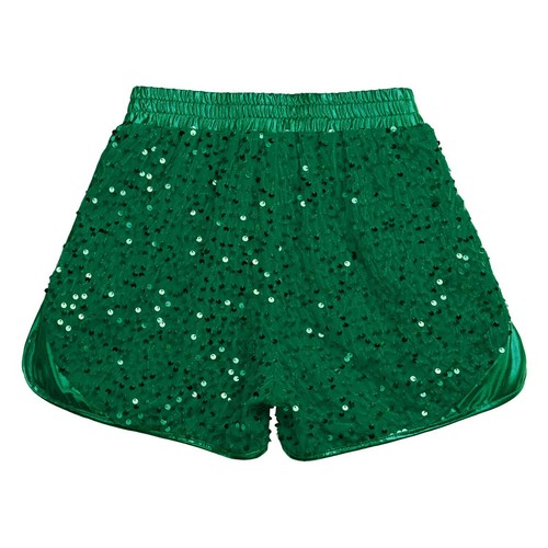 Kids Girls Costume Sides Slit Dancewear Jazz Shorts Teens Sequins Hip Hop Booty - Picture 26 of 90
