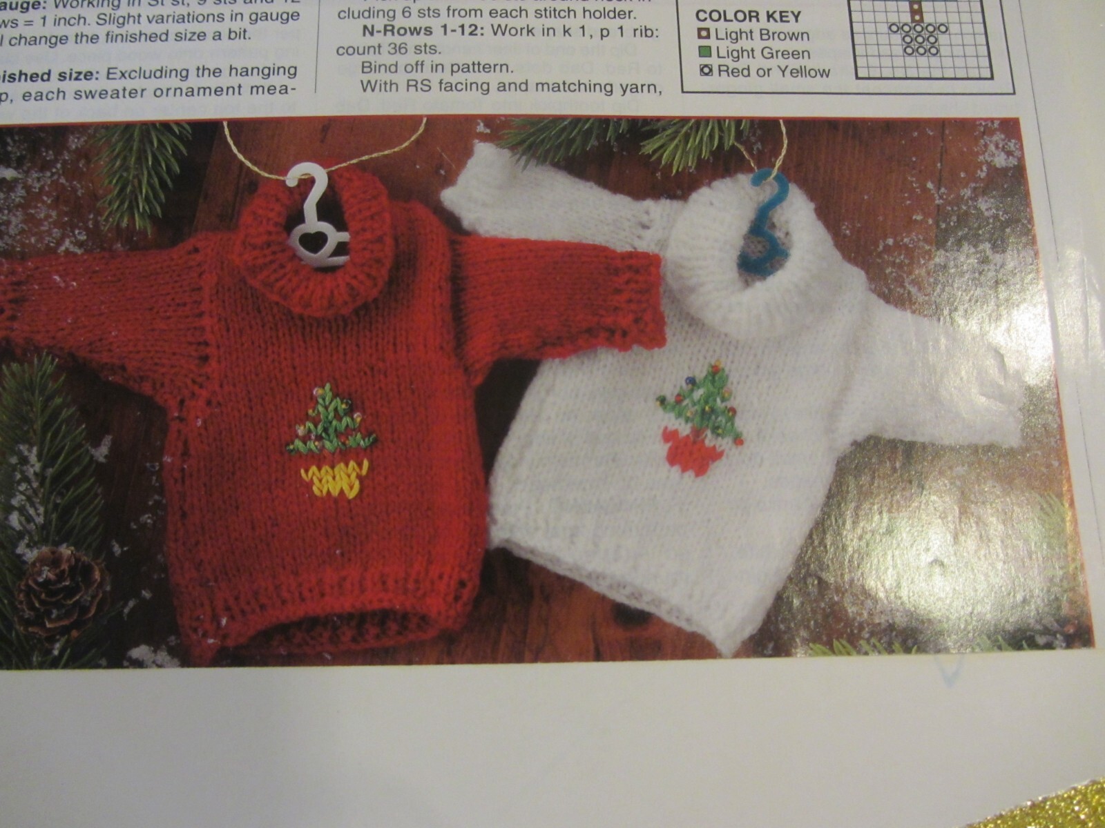 Sweater Tree Ornaments Knitting Pattern; removed from magazine;{SMOKE-FREE}-image
