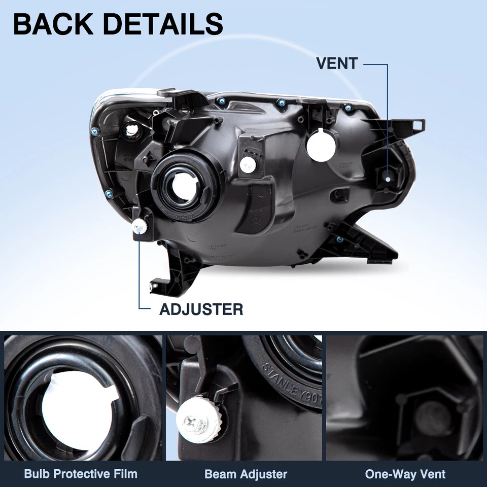 Headlights Assembly For 2012-2015 Toyota Tacoma TRD Black Amber Corner Lamp Pair - Image 3 of 4