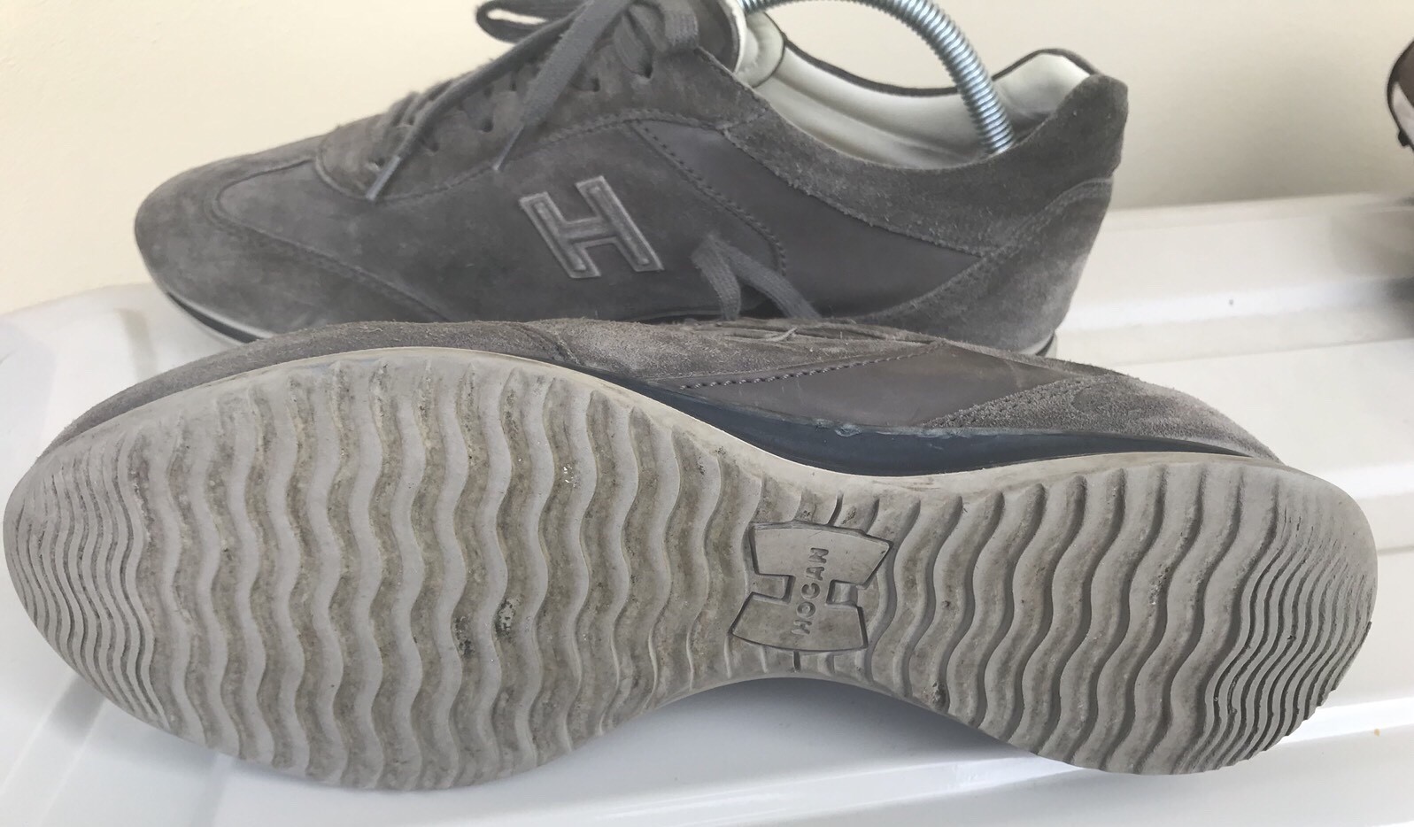 hogan scarpe uomo sneakers pelle scamosciata grigio n.8 (42) a/i