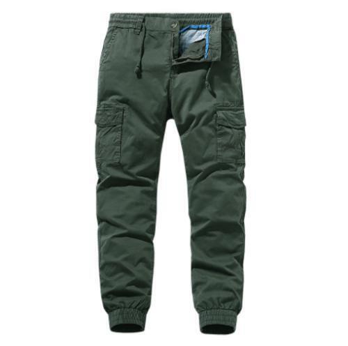 Men's Cargo Pants Cotton Multi-pocket Pants Solid Color Trousers Casual Lace Up - Picture 6 of 15