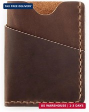 Handmade Genuine Leather Slim Wallet Brown Minimalist Front Pocket Card Holder