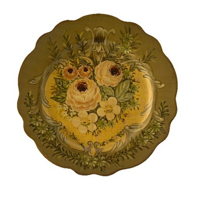 VINTAGE TOYO HEAVY PLATE LILLIAN AUGUST 10  YELLO CREAM BRONZE EDGE DECO      A6