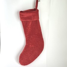 Christmas Stocking Elegant Red Velveteen Embroidered WonderShop Christmas