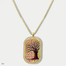 Stunning Colorful Tree of Life Pendant Necklace Chain Photo Dog Tag Chain Gift D