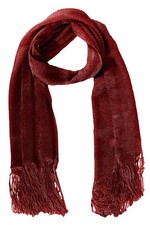 Women Metallic Shimmer Sheer Mesh Glitter And Sparkle Fringe Scarf Maroon