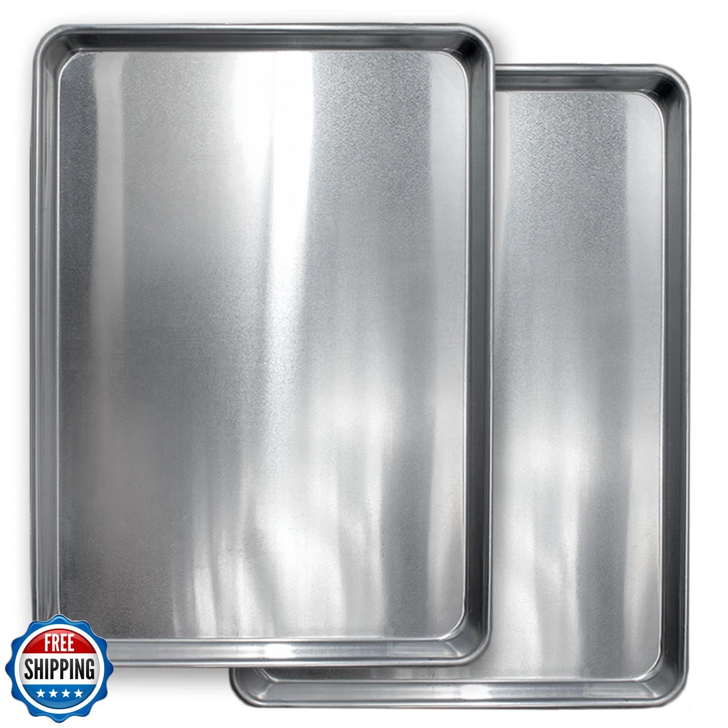 Commercial Quality Cookie Sheet Pan - 2 Pack Aluminum Half Sheet