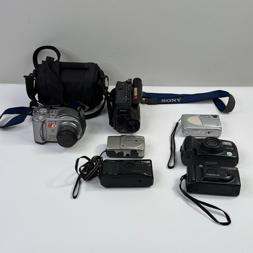 Cameras (7) Lot of Sony Handycam, Minolta, Sony, Canon Sureshot- Untested/ AS-IS