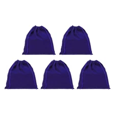 5Pcs 14x14" Large Velvet Bag with Drawstring Hair Dryer Bag Travel Bag Deep Blue