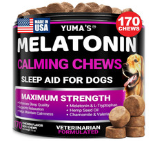Melatonin Dog Calming Chews 170ct Sleep Aid Anxiety Stress Thunder Fireworks Dog