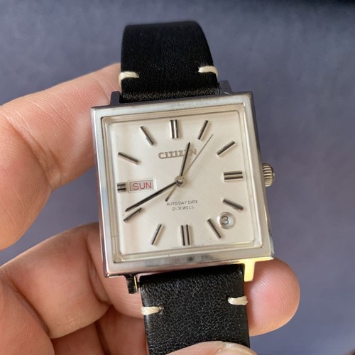 Citizen Analogico Automatico Uomo Ventage Auto Day Date Square Super Rara Monaco Coll - Foto 6 di 12