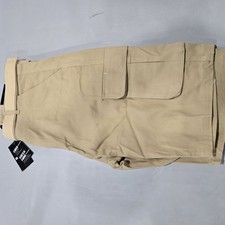BLU ROCK NEW YORK MEN SLIM FIT STRETCH BELTED CARGO SHORTS - SIZE: 38 - KHAKI