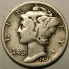 1931 P Mercury Dime 90% Silver F-VF   "Actual Coin Pictured- Not Cleaned"