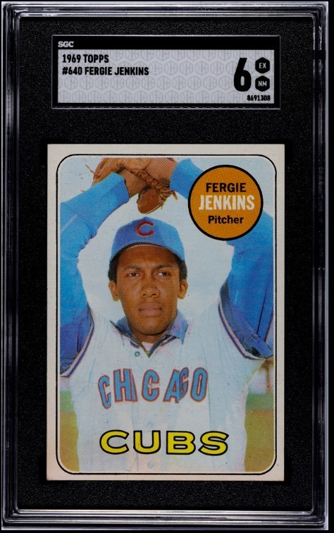 1969 Topps - Fergie Jenkins HOF #640 - Chicago Cubs  SGC 6 EXMT