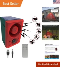 130dB Solar-Powered Motion Sensor Alarm, Adjustable Sound & Recording Features