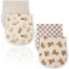 Bear Baby Burp Cloths 100 Cotton Absorbent Soft Newborn Towel Rags 4 PCS