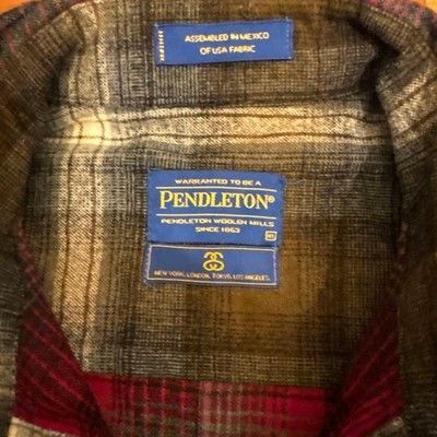PENDLETON & Stussy Collaboration rot-grau kariertes Langarmhemd