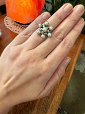 925 Sterling Silver Cluster Ring White Round ...