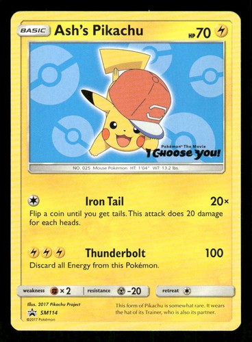 Pokemon Ash's Pikachu - SM114 Sun & Moon Promo P NM/M