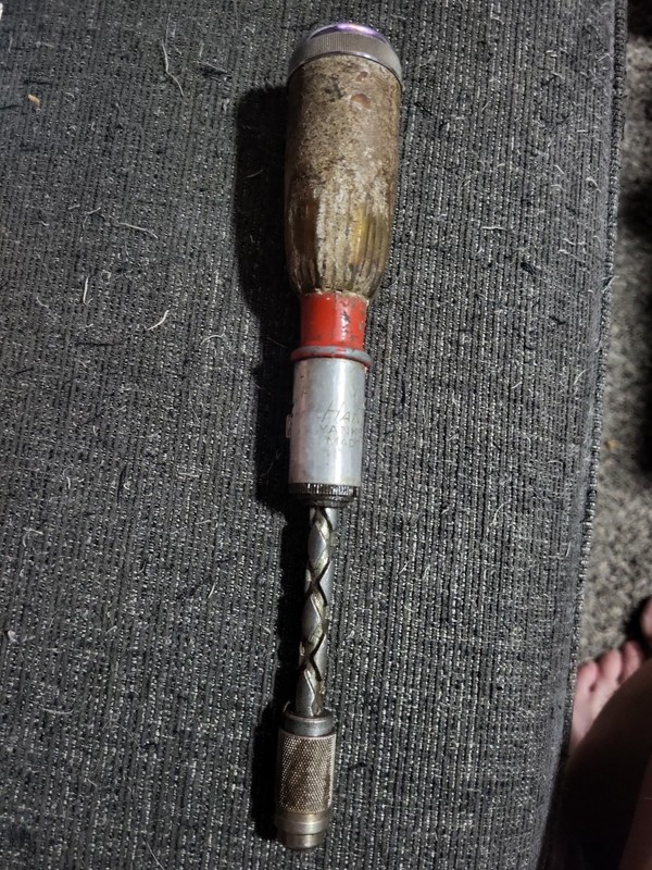 Vintage Stanley Yankee Handyman 233H Spiral Screwdriver Push Drill w/ 2 Bits