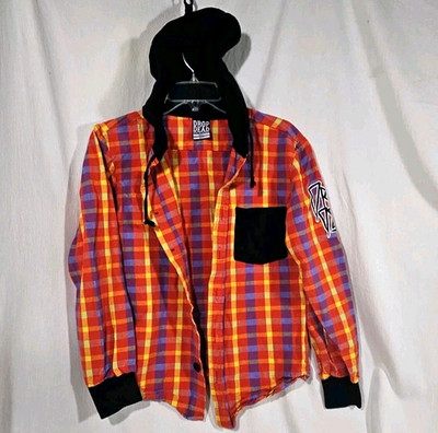 Drop Dead Hooded Top Oli Sykes Streetwear Embroidered Logo Guys SMALL Plaid BMTH